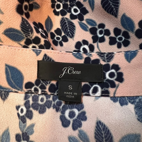 J. Crew Pink Blue Floral Faux Wrap Peplum Long Sleeve Blouse Top Size Small - Picture 9 of 11